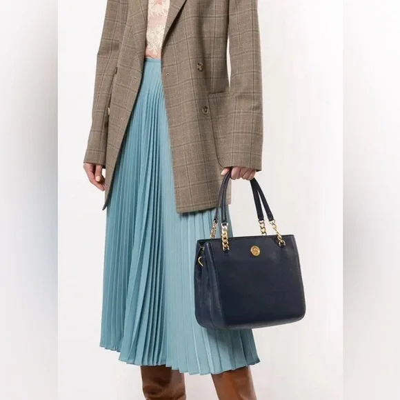 EUC TORY BURCH RARE MASON TRIPLE-COMPARTMENT SATCHEL with COA - Picture 2 of 15